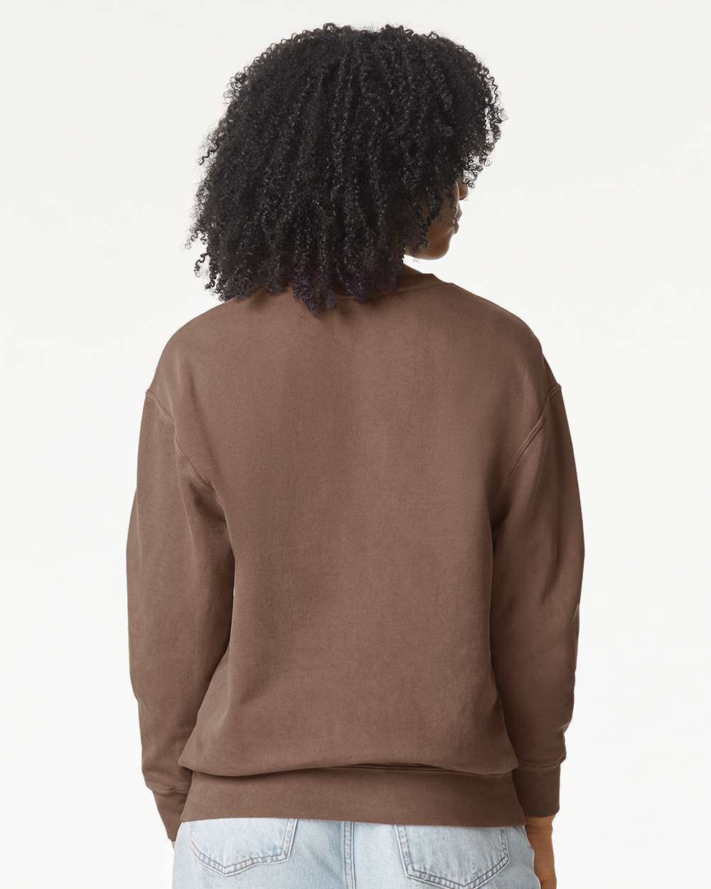 Unisex Garment-Dyed Lightweight Fleece Crewneck Sweatshirt - OnModelBack - B00808363 - Espresso