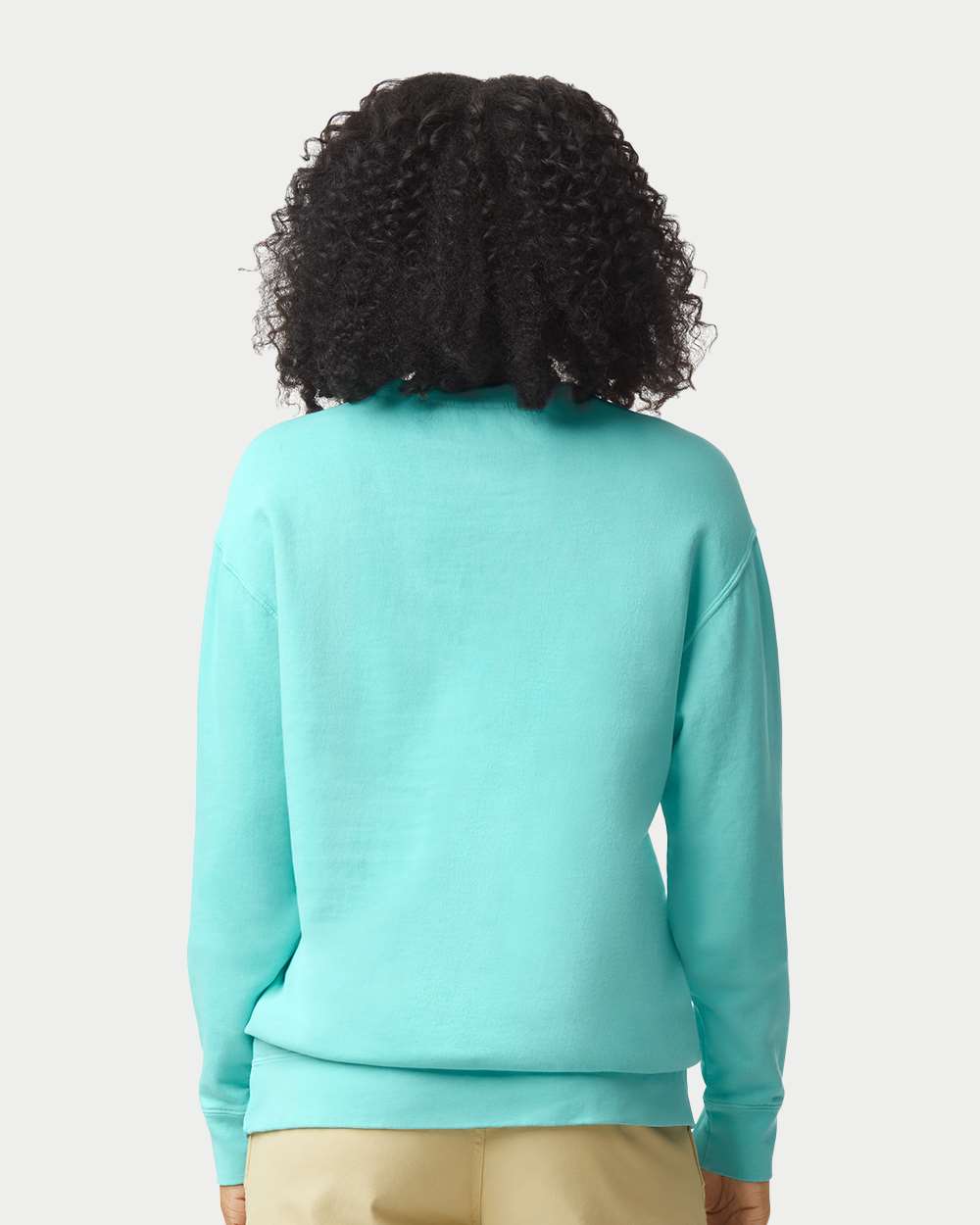 Unisex Garment-Dyed Lightweight Fleece Crewneck Sweatshirt - OnModelBack - B00808473 - Chalky Mint