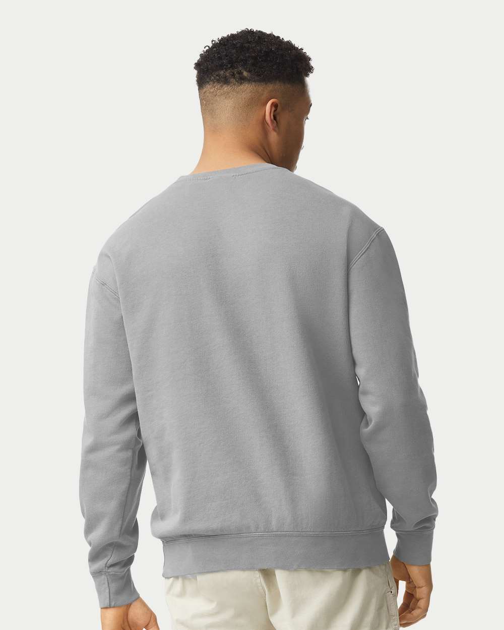 Unisex Garment-Dyed Lightweight Fleece Crewneck Sweatshirt - OnModelBack - B00808583 - Grey