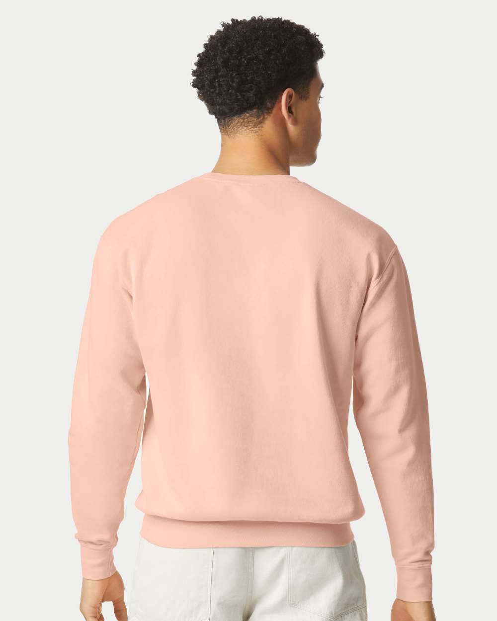 Unisex Garment-Dyed Lightweight Fleece Crewneck Sweatshirt - OnModelBack - B00808663 - Peachy