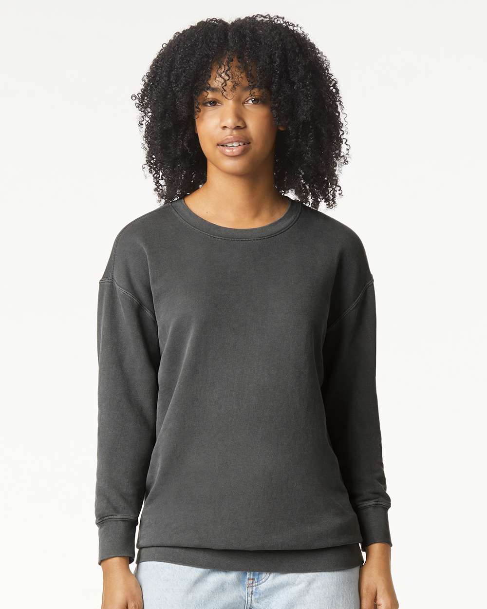 Unisex Garment-Dyed Lightweight Fleece Crewneck Sweatshirt - OnModelFront - B00808093 - Pepper