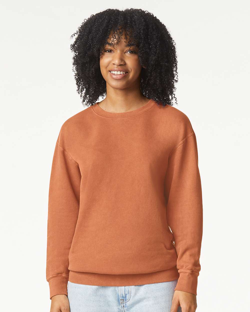 Unisex Garment-Dyed Lightweight Fleece Crewneck Sweatshirt - OnModelFront - B00808323 - Yam