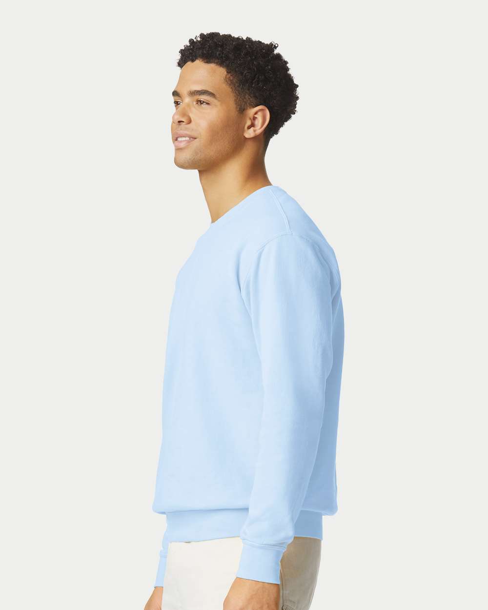 Unisex Garment-Dyed Lightweight Fleece Crewneck Sweatshirt - OnModelSide - B00808303 - Hydrangea