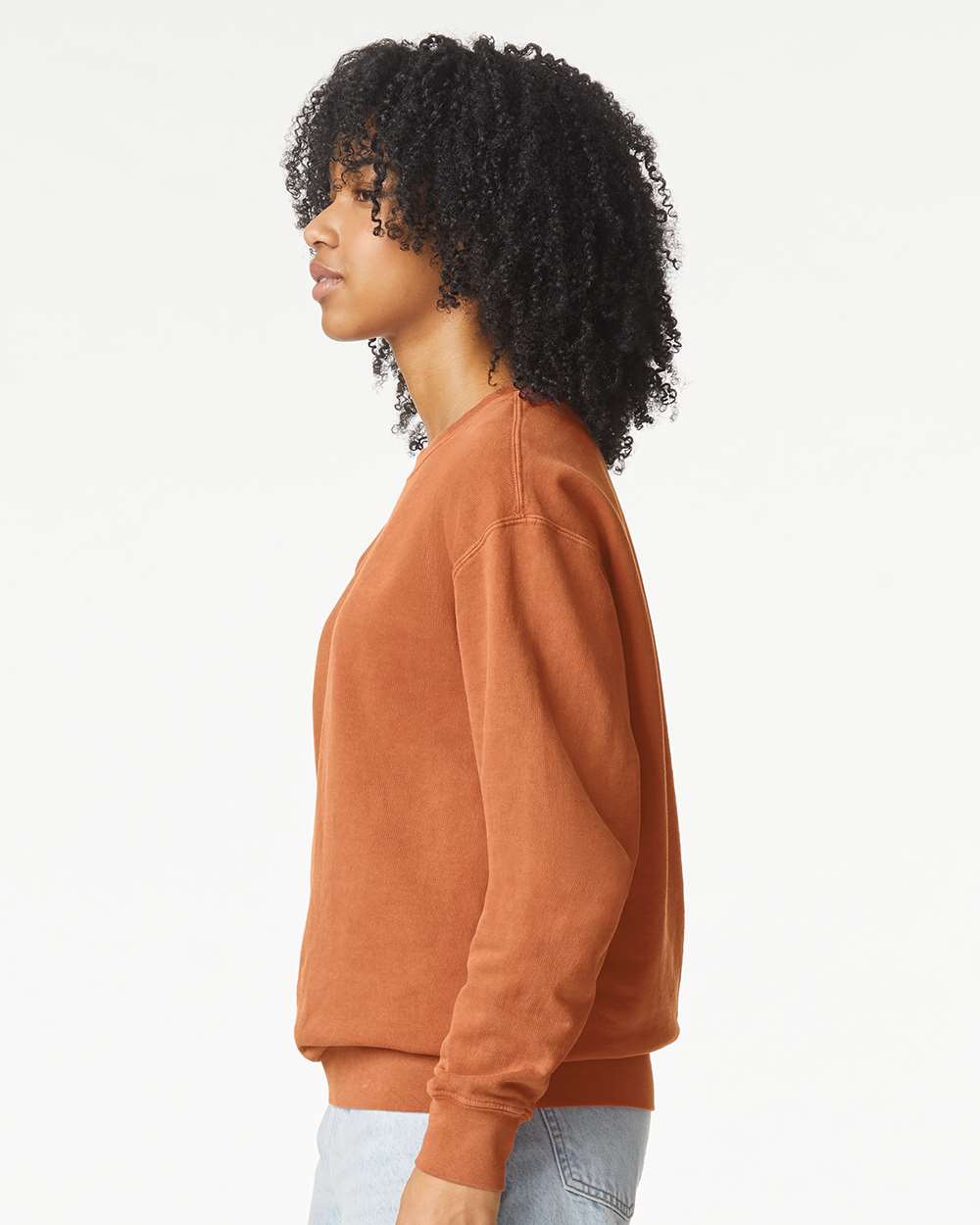 Unisex Garment-Dyed Lightweight Fleece Crewneck Sweatshirt - OnModelSide - B00808323 - Yam