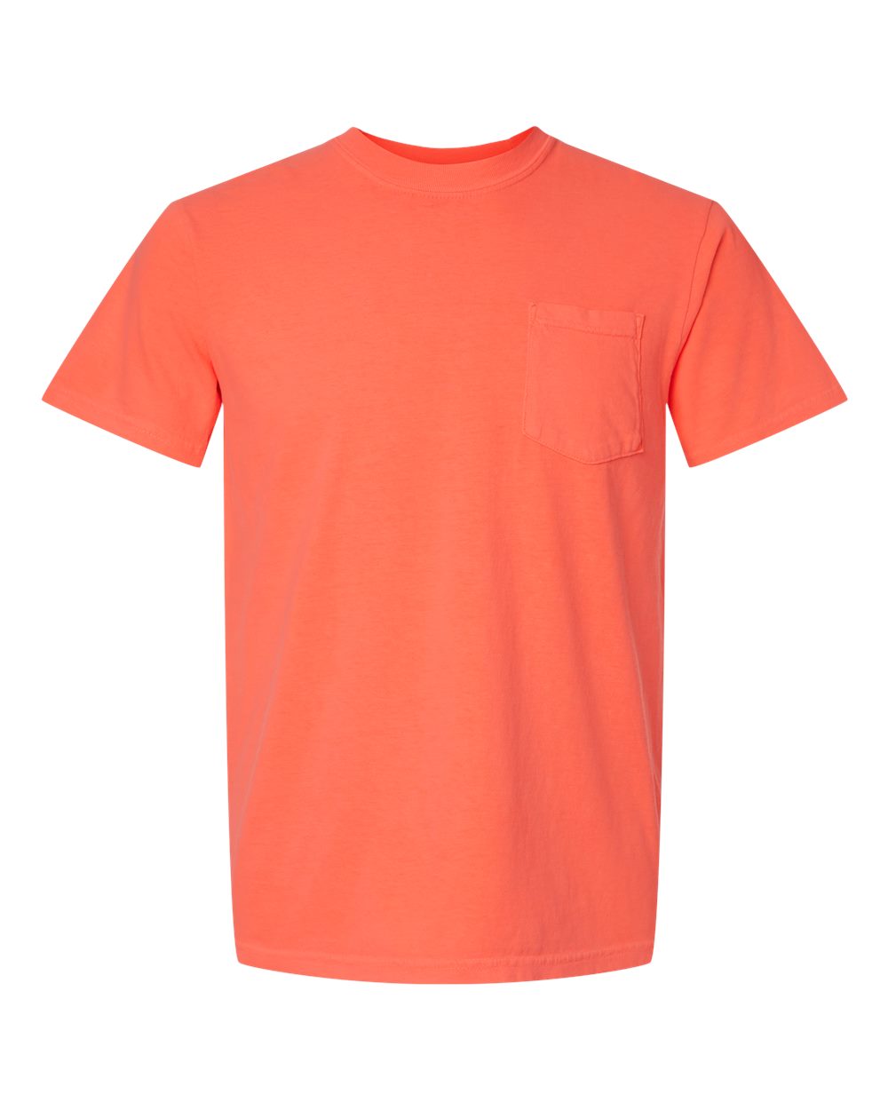 Garment-Dyed Heavyweight Pocket T-Shirt - Front - B08508153 - Neon Red Orange