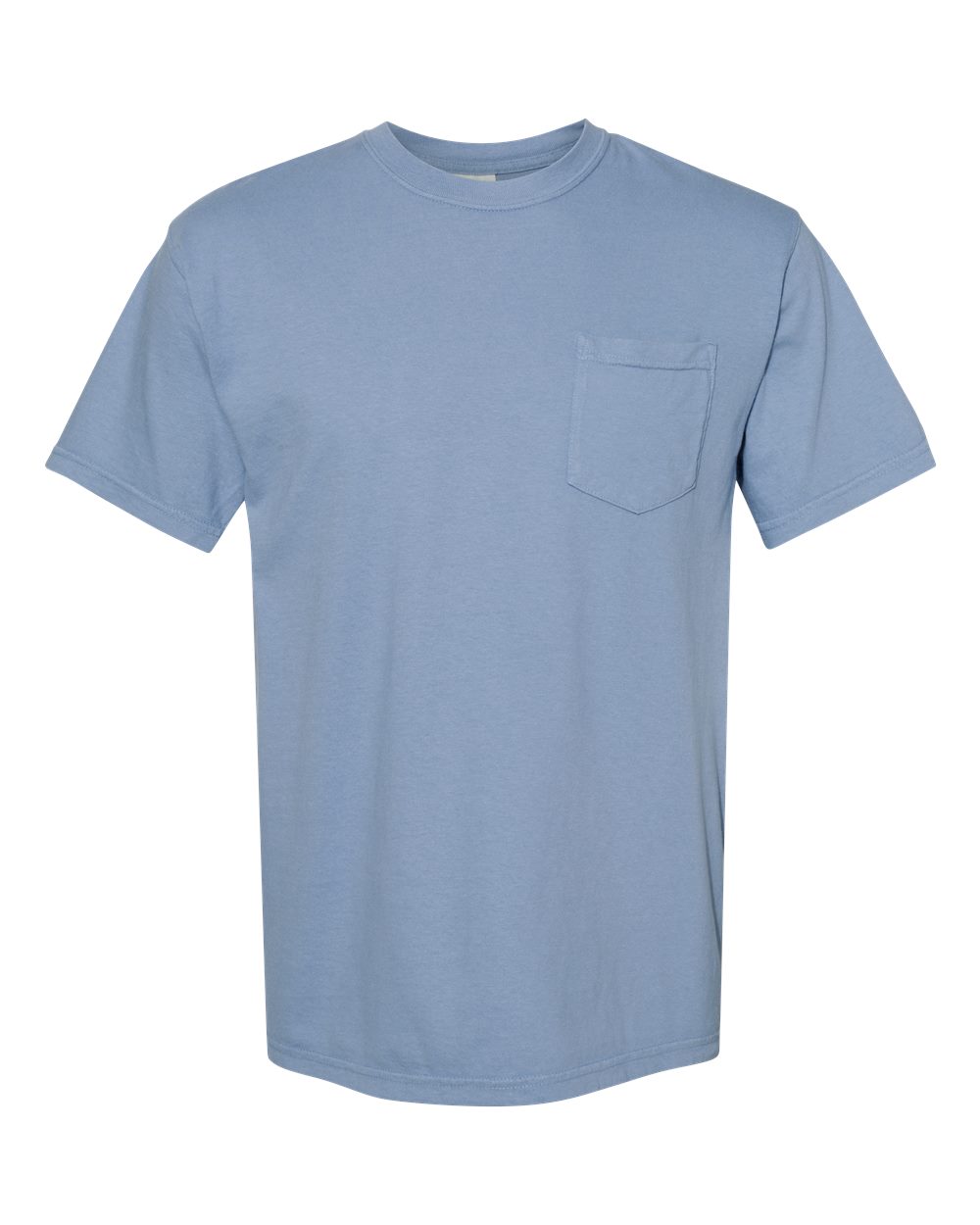 Garment-Dyed Heavyweight Pocket T-Shirt - Front - B08508263 - Washed Denim