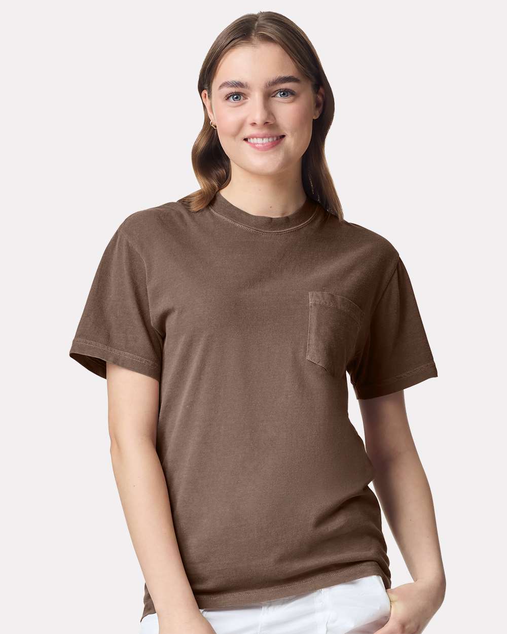 Garment-Dyed Heavyweight Pocket T-Shirt - OnModelFront - B08508033 - Espresso