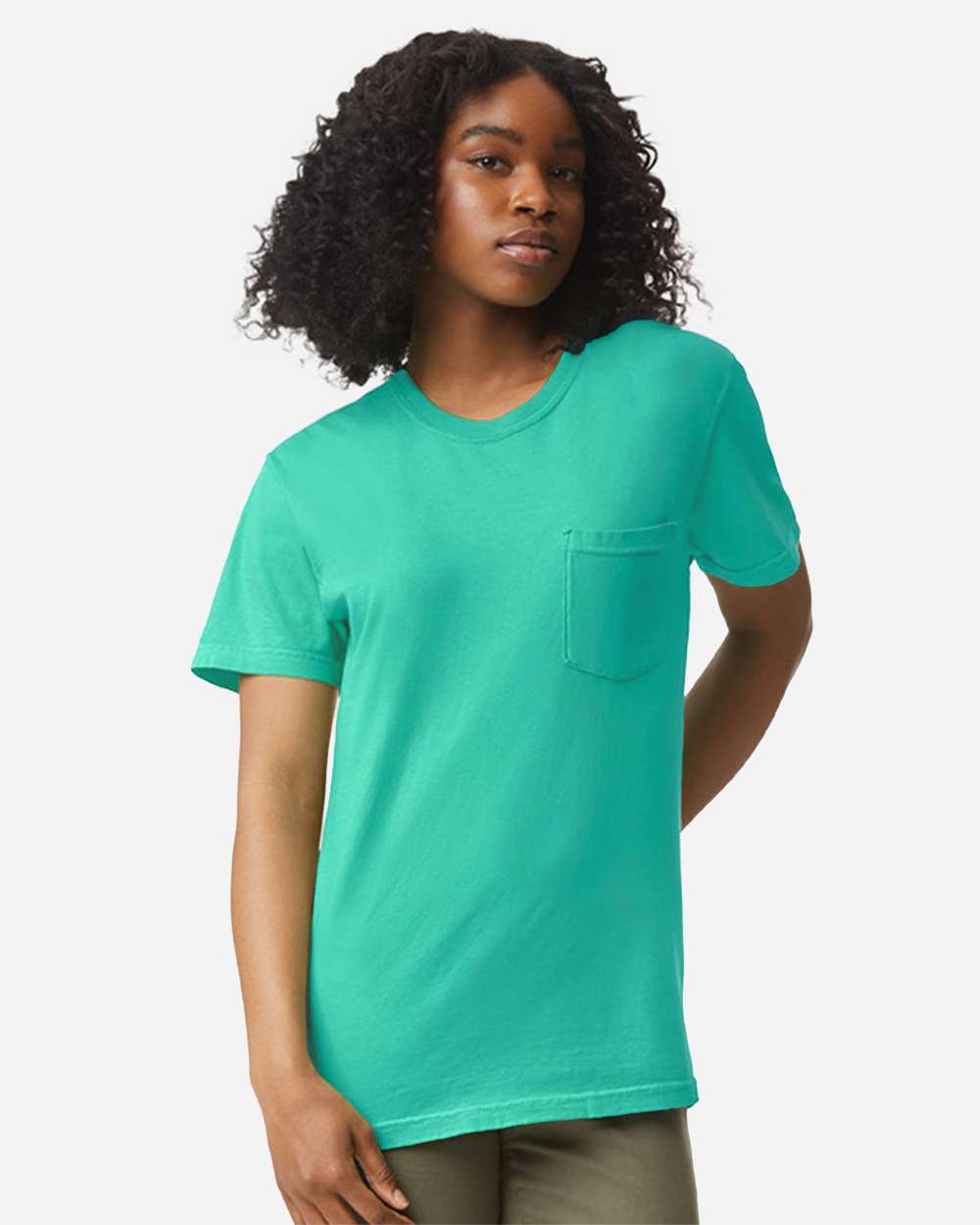 Garment-Dyed Heavyweight Pocket T-Shirt - OnModelFront - B08508183 - Island Green