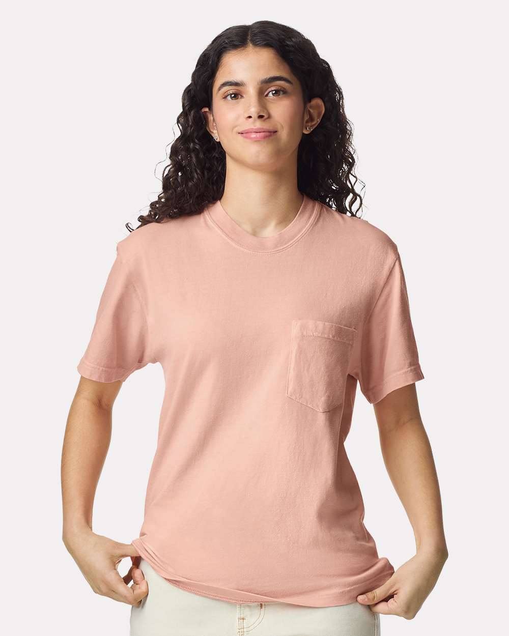 Garment-Dyed Heavyweight Pocket T-Shirt - OnModelFront - B08508783 - Peachy