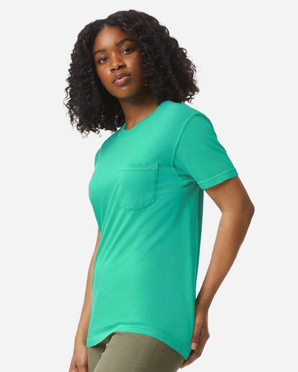 Garment-Dyed Heavyweight Pocket T-Shirt - OnModelSide - B08508183 - Island Green
