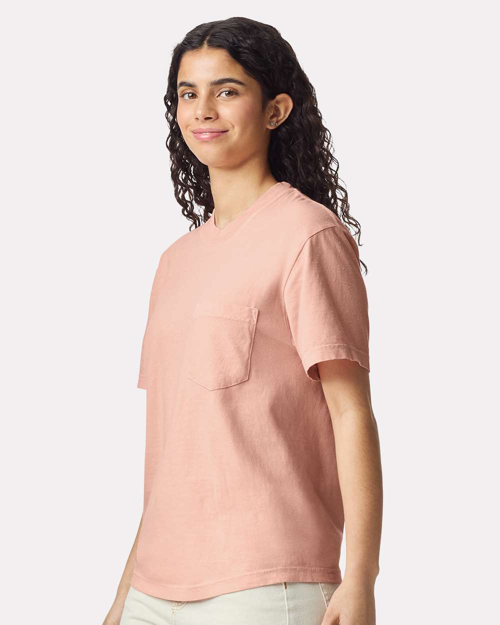 Garment-Dyed Heavyweight Pocket T-Shirt - OnModelSide - B08508783 - Peachy