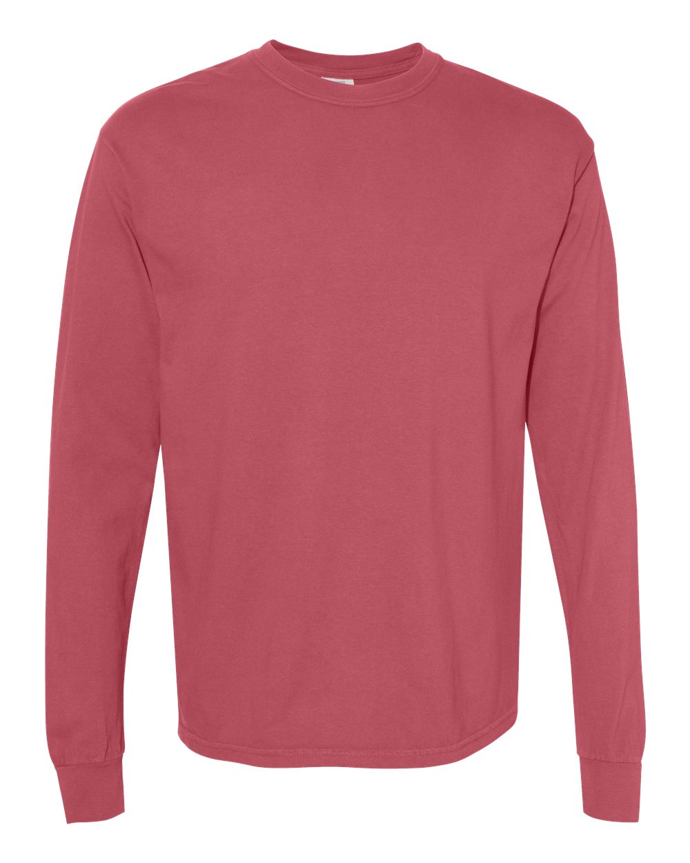 Garment-Dyed Heavyweight Long Sleeve T-Shirt - Front - B08108223 - Crimson