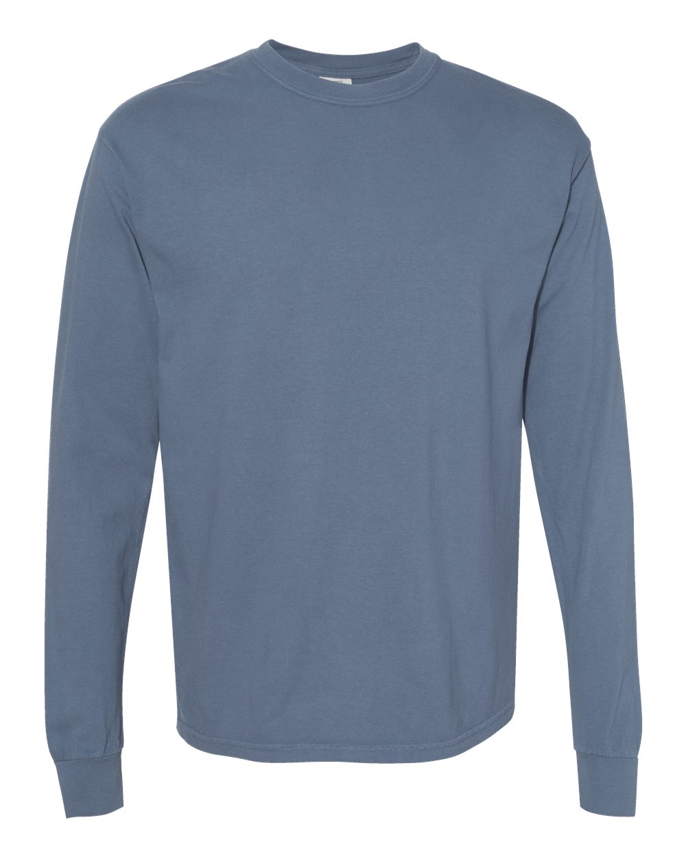 Garment-Dyed Heavyweight Long Sleeve T-Shirt - Front - B08108983 - Blue Jean