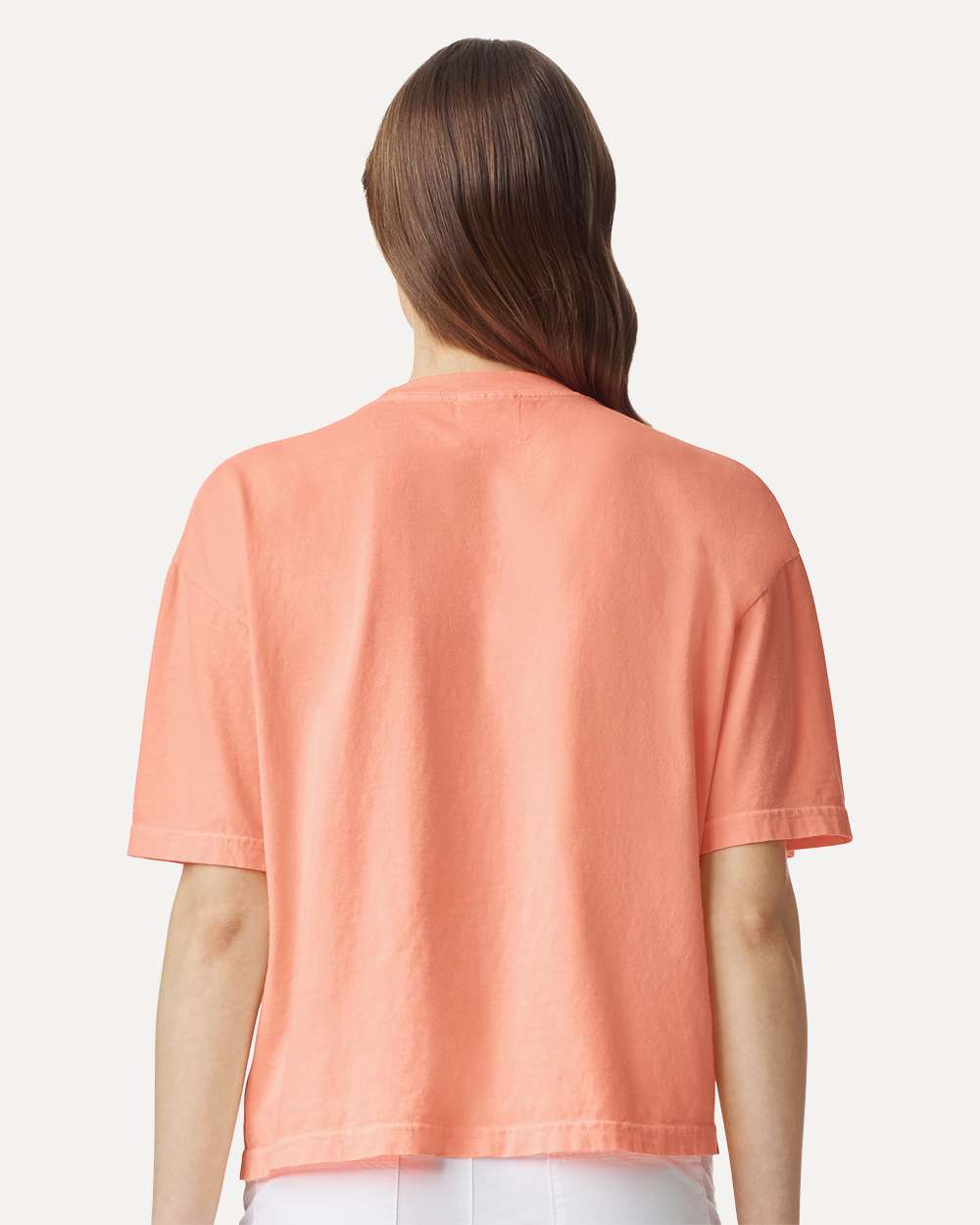 Women's Heavyweight Boxy T-Shirt - OnModelBack - B18008113 - Neon Cantaloupe