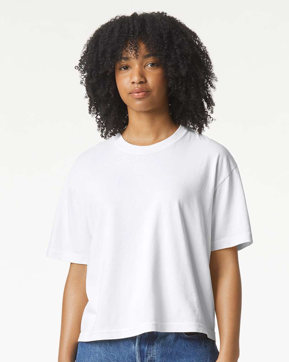 Women's Heavyweight Boxy T-Shirt - OnModelFront - B18008003 - White
