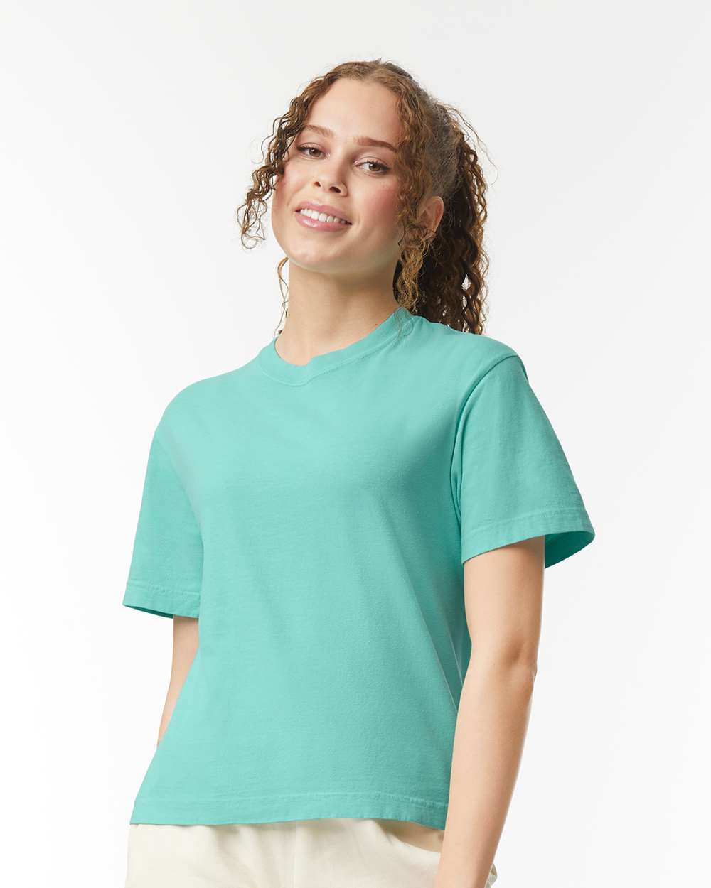 Women's Heavyweight Boxy T-Shirt - OnModelFront - B18008473 - Chalky Mint