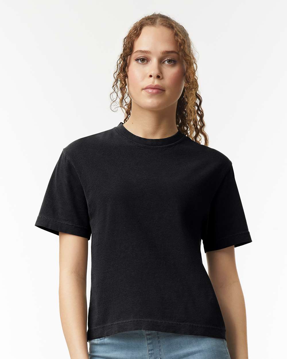 Women's Heavyweight Boxy T-Shirt - OnModelFront - B18008503 - Black