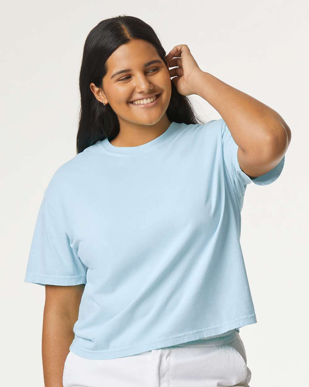 Women's Heavyweight Boxy T-Shirt - OnModelFront - B18008683 - Chambray