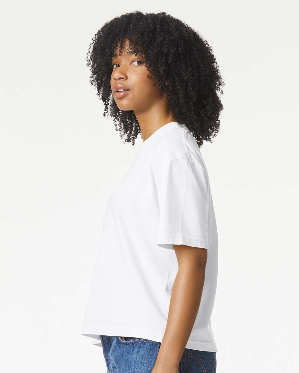 Women's Heavyweight Boxy T-Shirt - OnModelSide - B18008003 - White