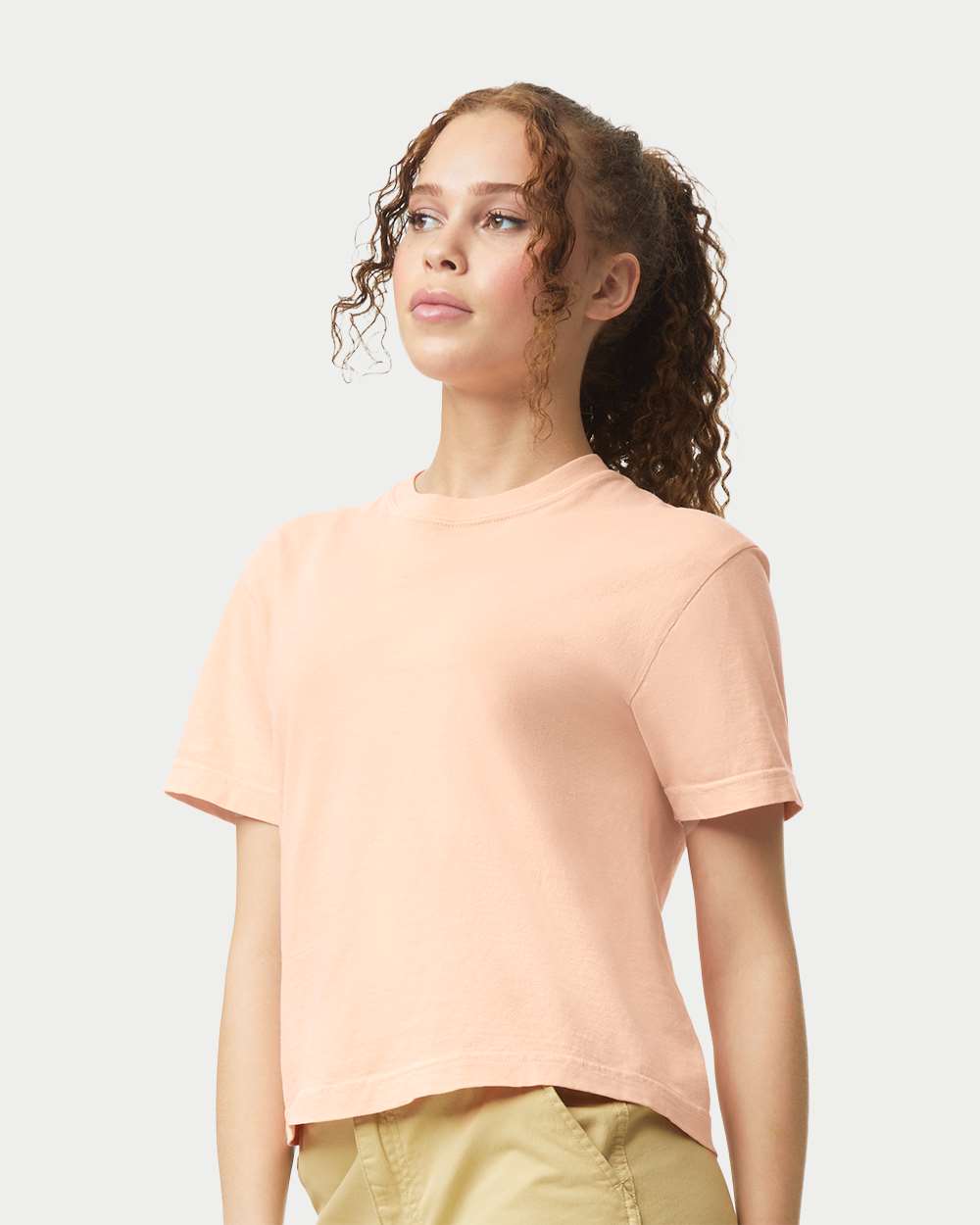Women's Heavyweight Boxy T-Shirt - OnModelSide - B18008153 - Peachy
