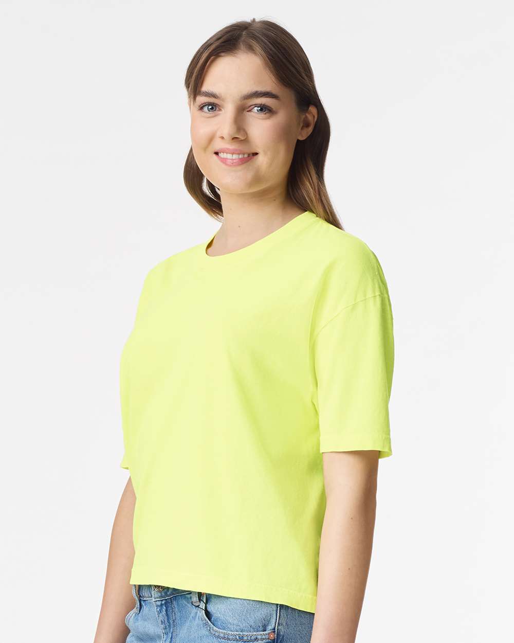 Women's Heavyweight Boxy T-Shirt - OnModelSide - B18008193 - Neon Lemon