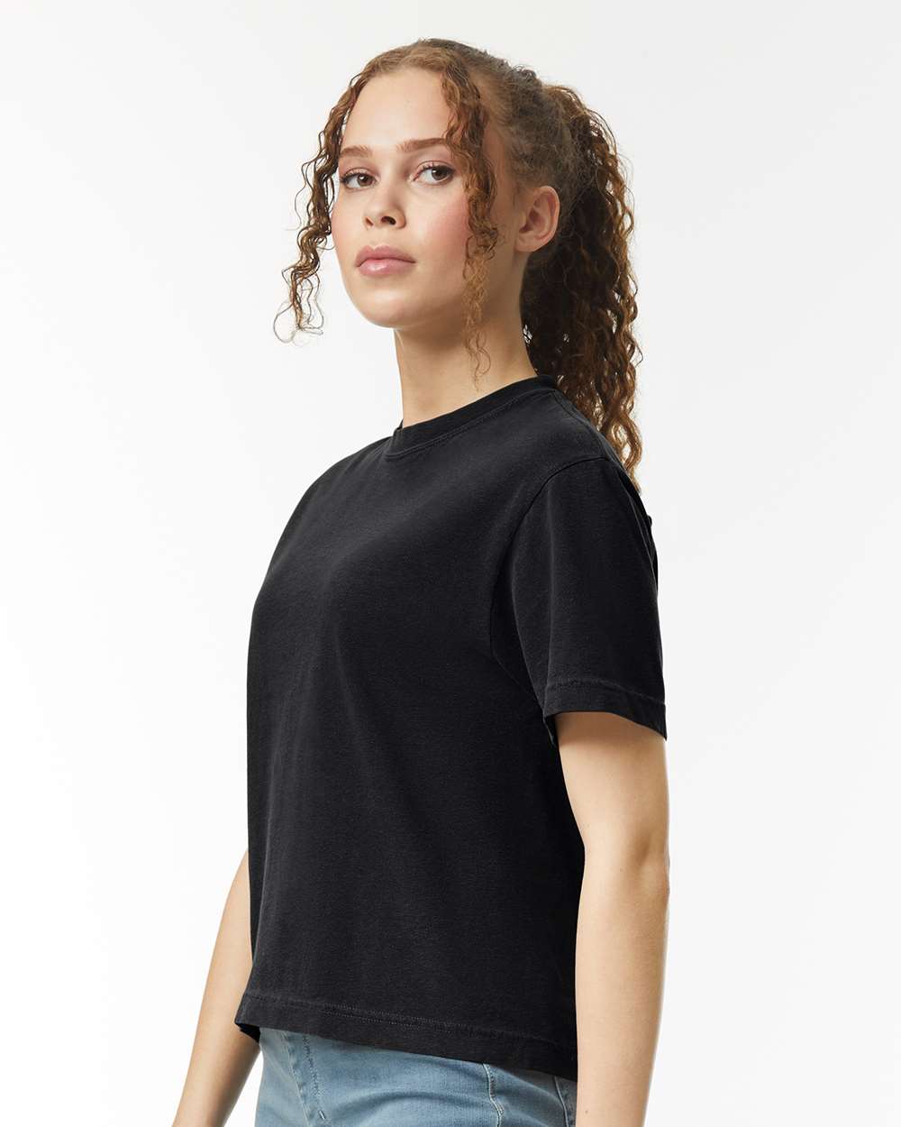Women's Heavyweight Boxy T-Shirt - OnModelSide - B18008503 - Black