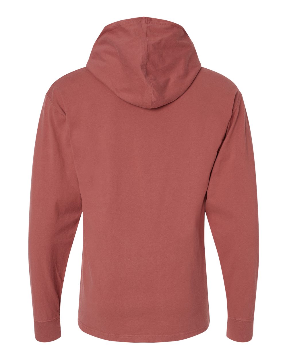 Unisex Garment-Dyed Jersey Hooded Long Sleeve T-Shirt - Back - B04700713 - Nantucket Red