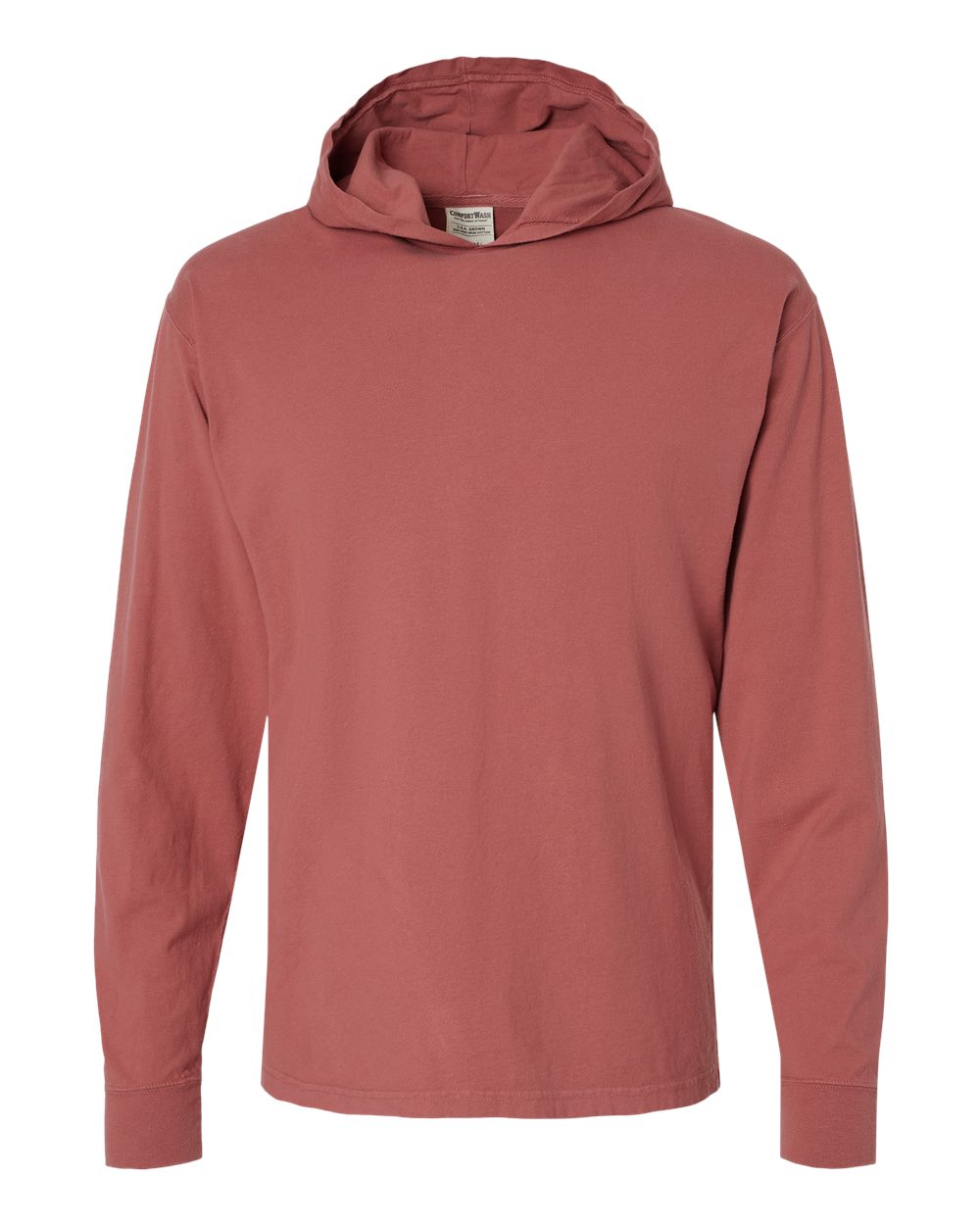 Unisex Garment-Dyed Jersey Hooded Long Sleeve T-Shirt - Front - B04700713 - Nantucket Red