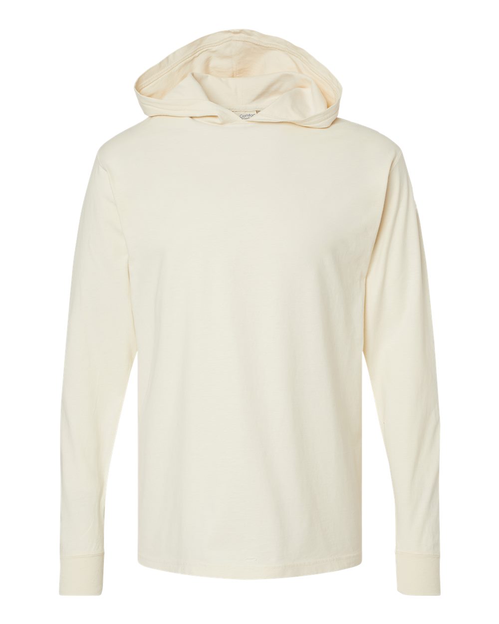 Unisex Garment-Dyed Jersey Hooded Long Sleeve T-Shirt - Front - B04700763 - Parchment
