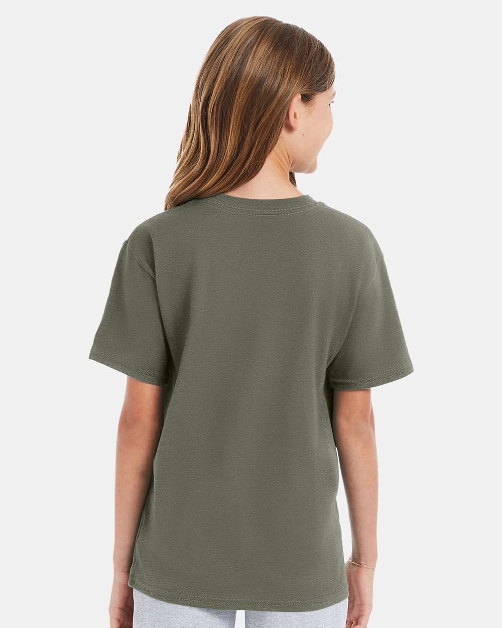 Youth Perfect-T T-Shirt - OnModelBack - B00400642 - Fatigue Green