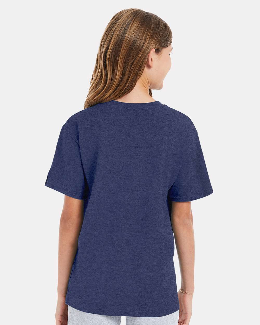 Youth Perfect-T T-Shirt - OnModelBack - B00400682 - Heather Navy