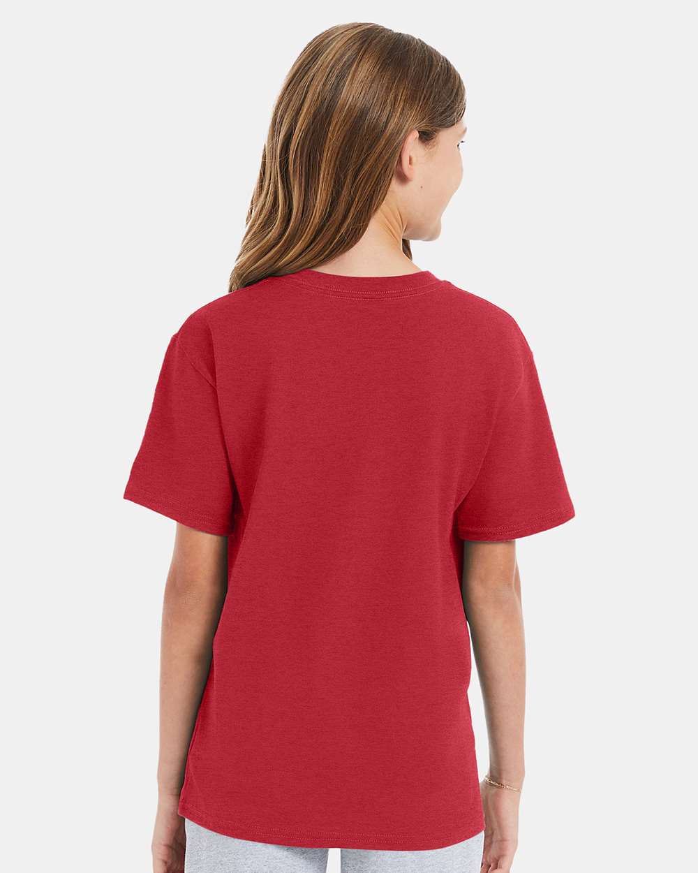 Youth Perfect-T T-Shirt - OnModelBack - B00400712 - Heather Red