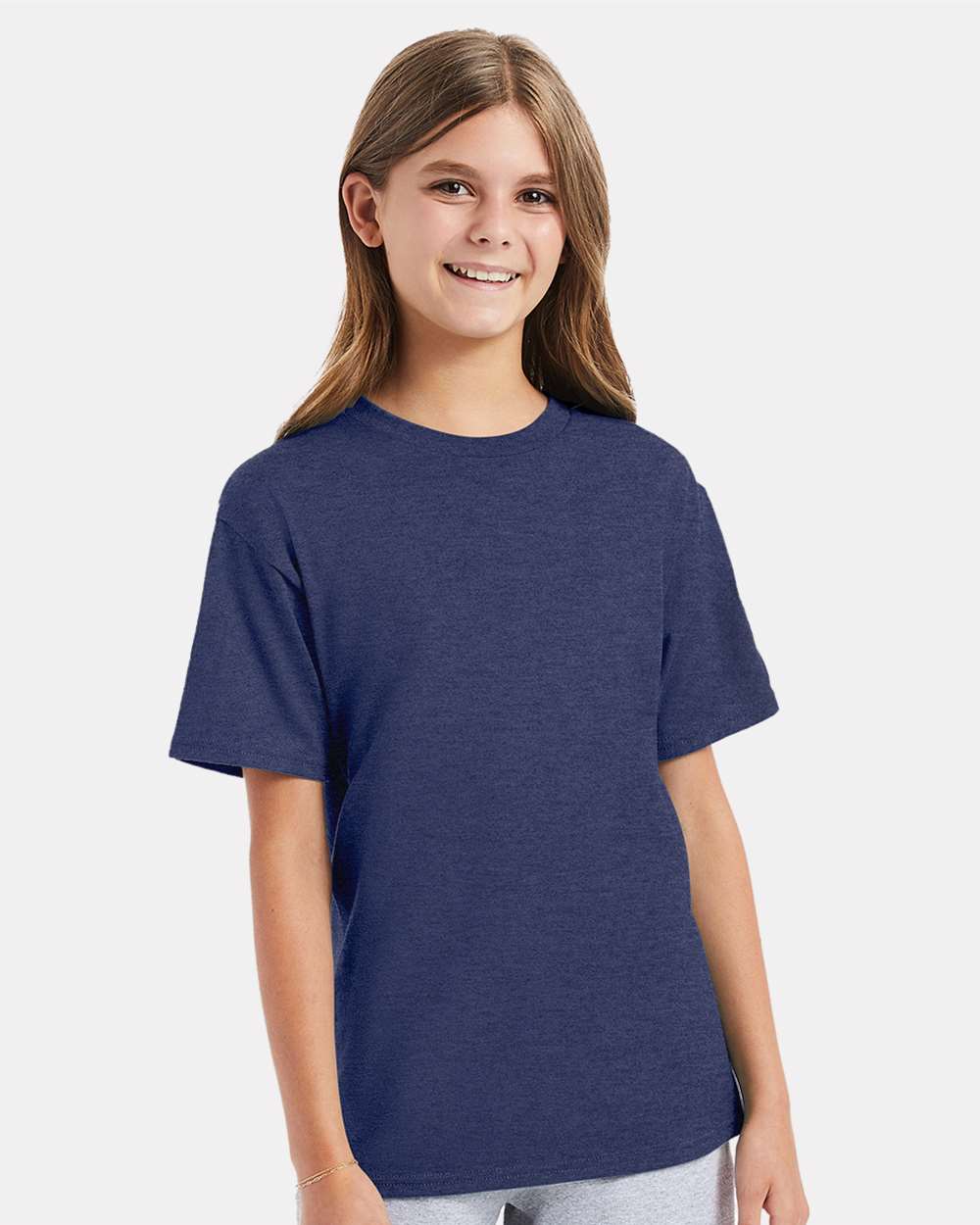 Youth Perfect-T T-Shirt - OnModelFront - B00400682 - Heather Navy