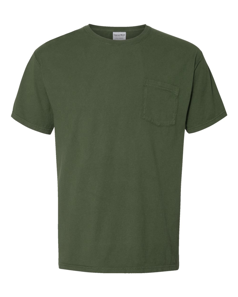 Unisex Garment-Dyed Pocket T-Shirt - Front - B35200623 - Moss