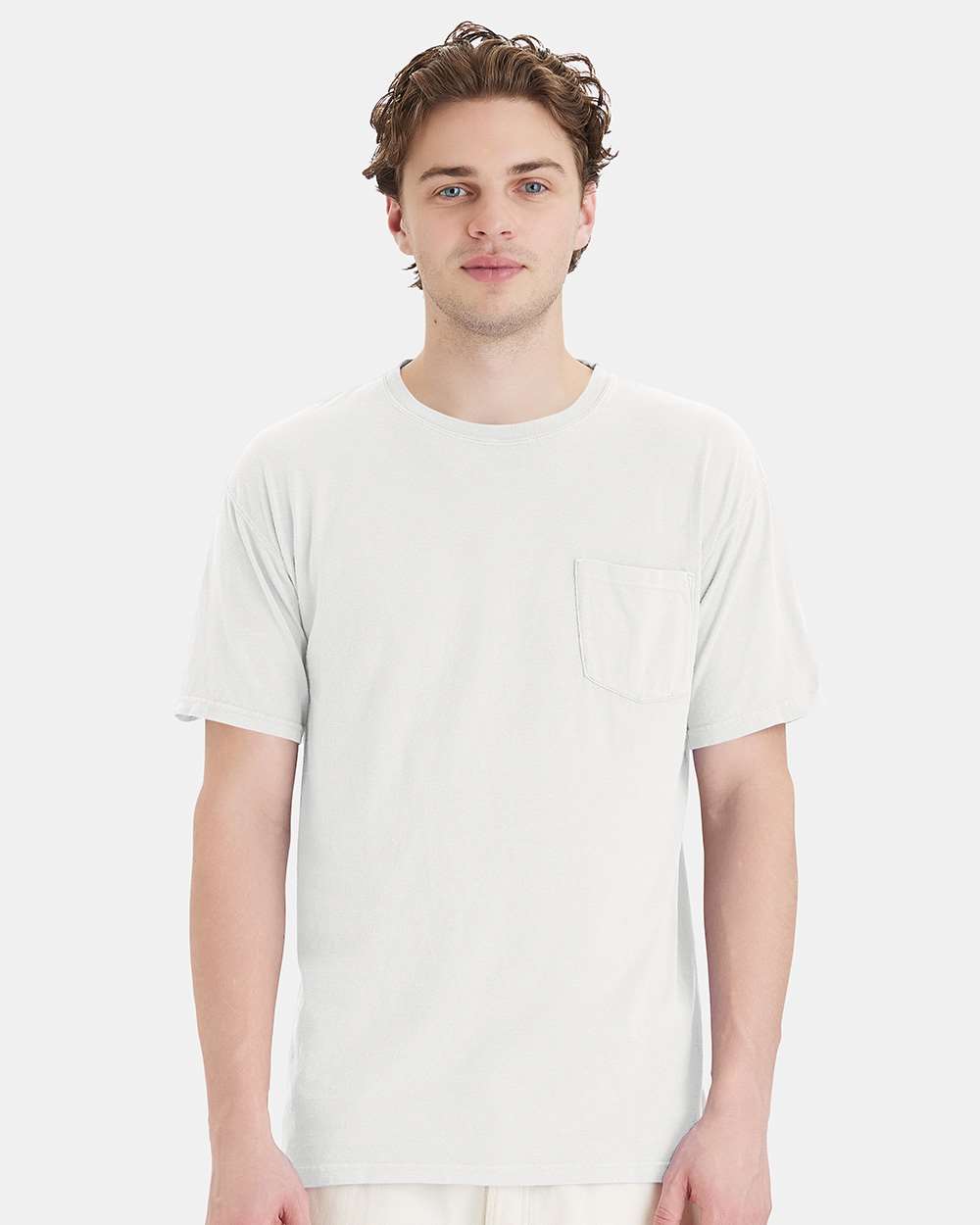 Unisex Garment-Dyed Pocket T-Shirt - OnModelFront - B35200003 - White