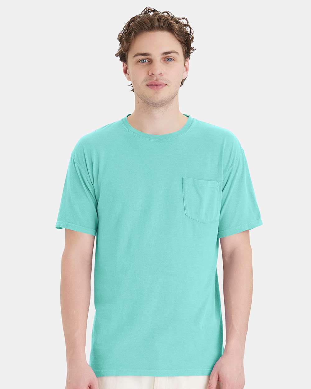 Unisex Garment-Dyed Pocket T-Shirt - OnModelFront - B35200873 - Mint