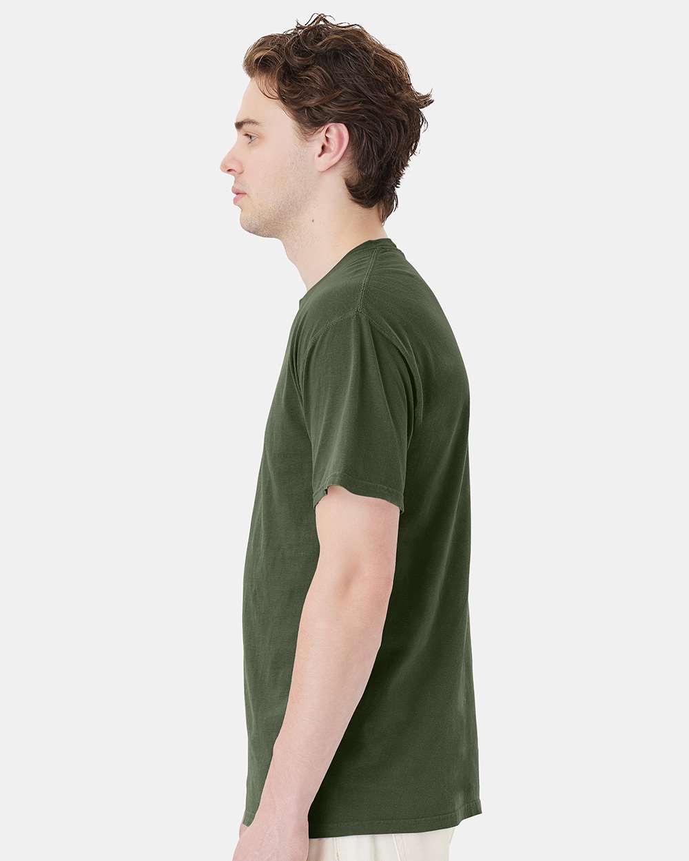 Unisex Garment-Dyed Pocket T-Shirt - OnModelSide - B35200623 - Moss