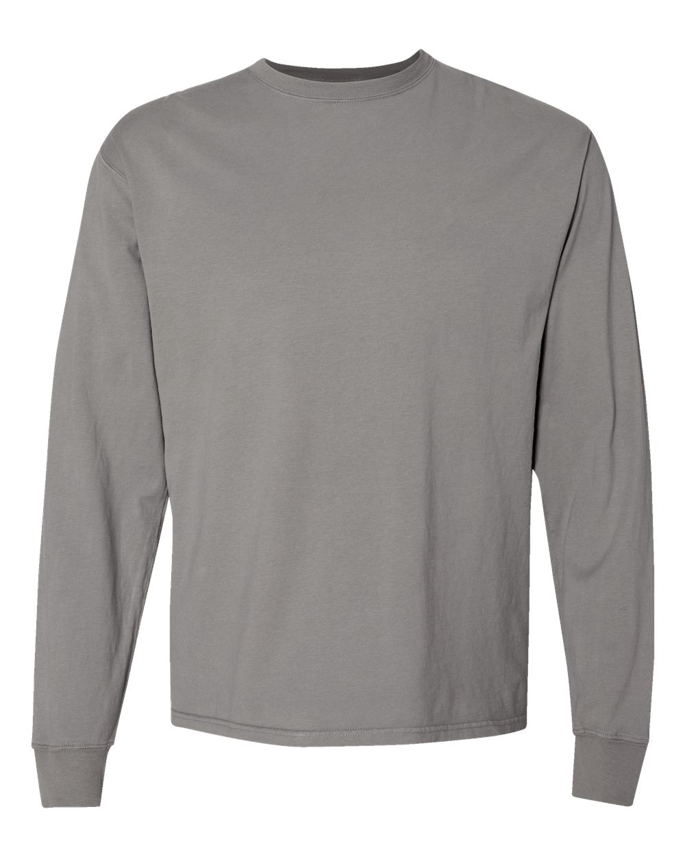Unisex Garment-Dyed Long Sleeve T-Shirt - Front - B35300133 - Concrete Grey