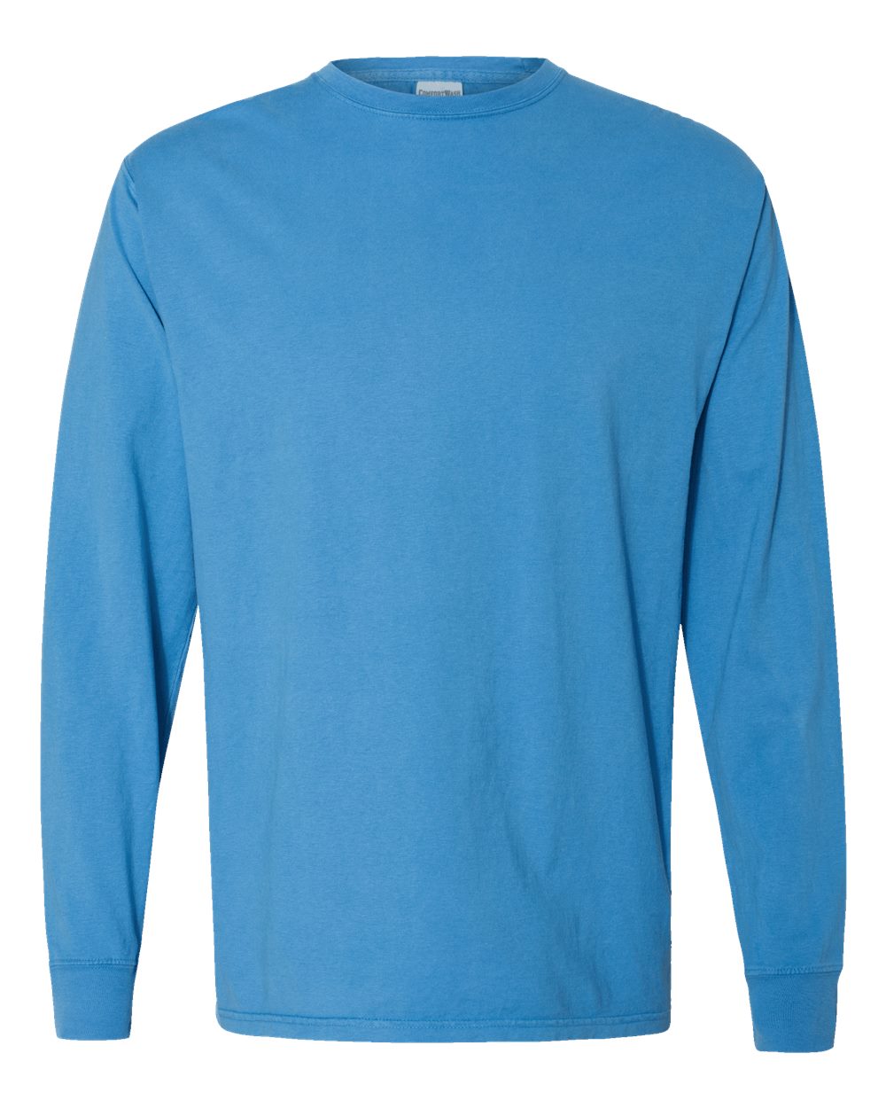 Unisex Garment-Dyed Long Sleeve T-Shirt - Front - B35300253 - Summer Sky Blue