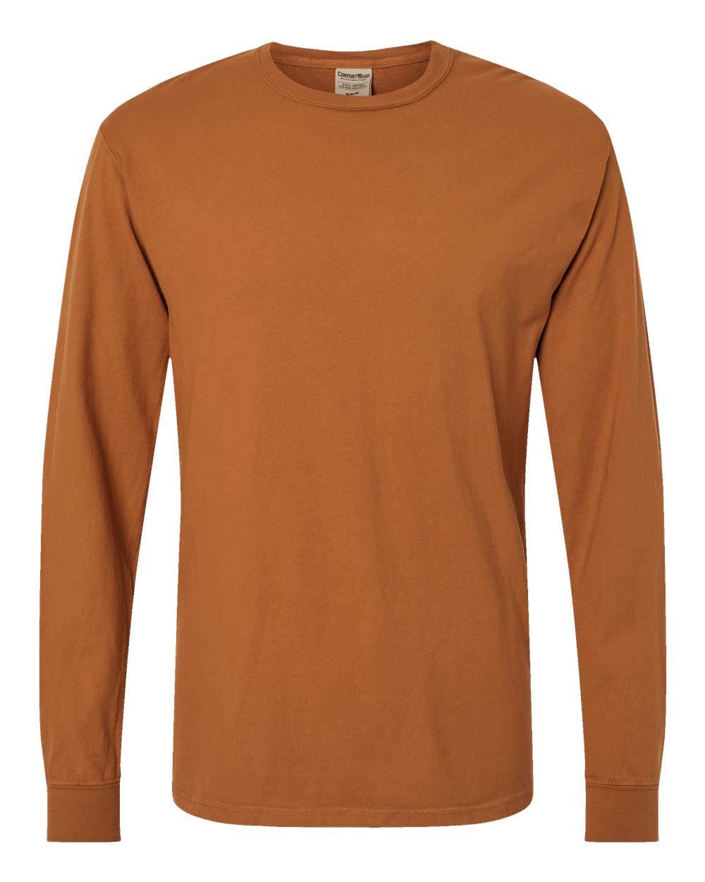 Unisex Garment-Dyed Long Sleeve T-Shirt - Front - B35300323 - Texas Orange