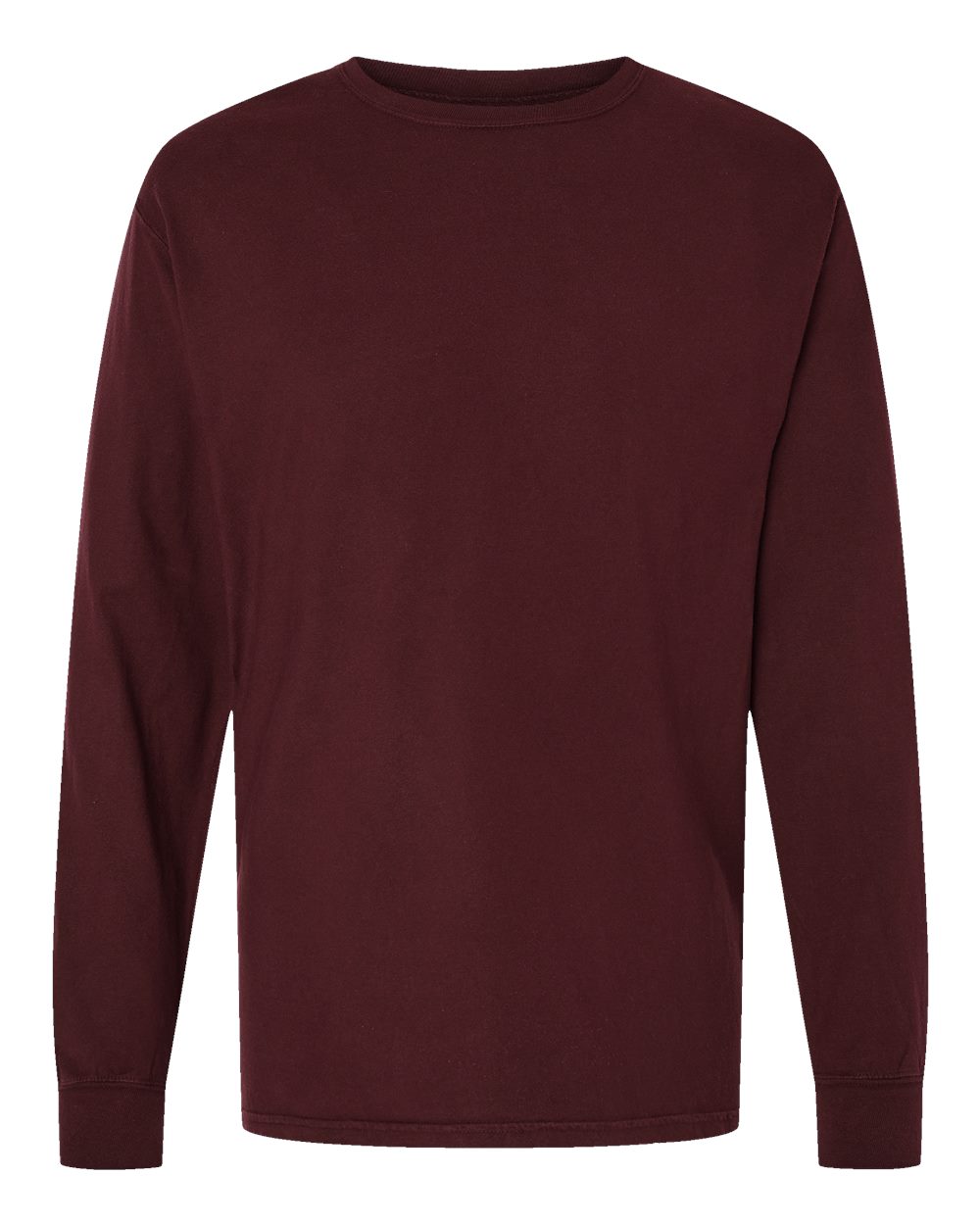 Unisex Garment-Dyed Long Sleeve T-Shirt - Front - B35300533 - Maroon