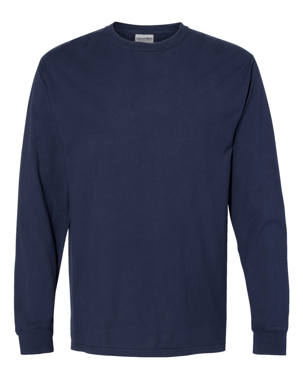 Unisex Garment-Dyed Long Sleeve T-Shirt - Front - B35300653 - Navy
