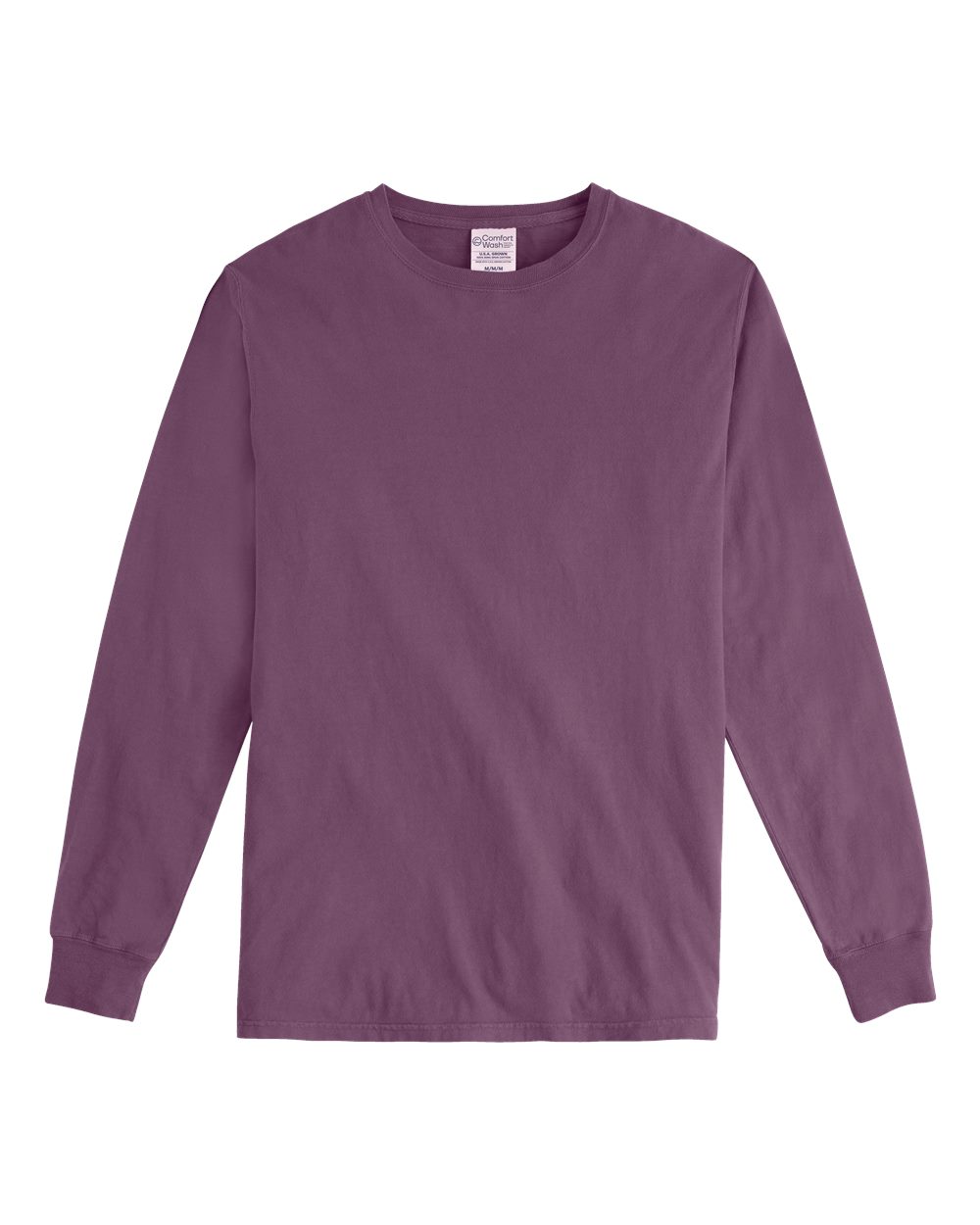 Unisex Garment-Dyed Long Sleeve T-Shirt - Front - B35300678 - Purple Plum Raisin
