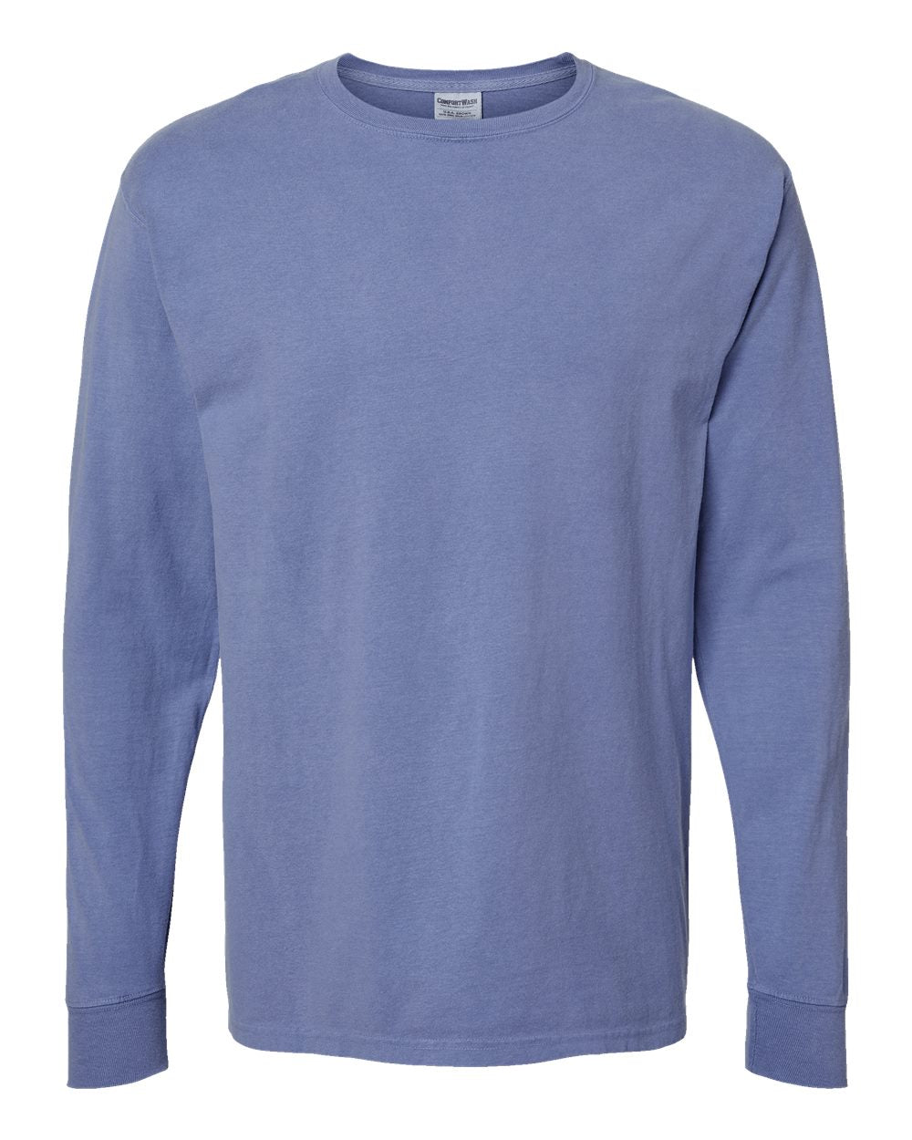Unisex Garment-Dyed Long Sleeve T-Shirt - Front - B35300694 - Frontier Blue