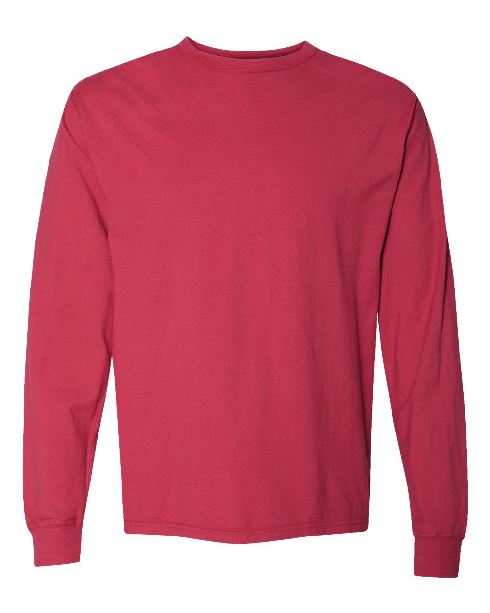 Unisex Garment-Dyed Long Sleeve T-Shirt - Front - B35300703 - Crimson Fall