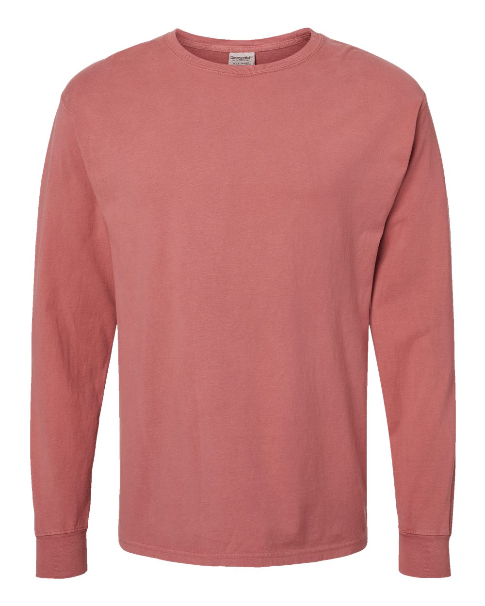 Unisex Garment-Dyed Long Sleeve T-Shirt - Front - B35300713 - Nantucket Red