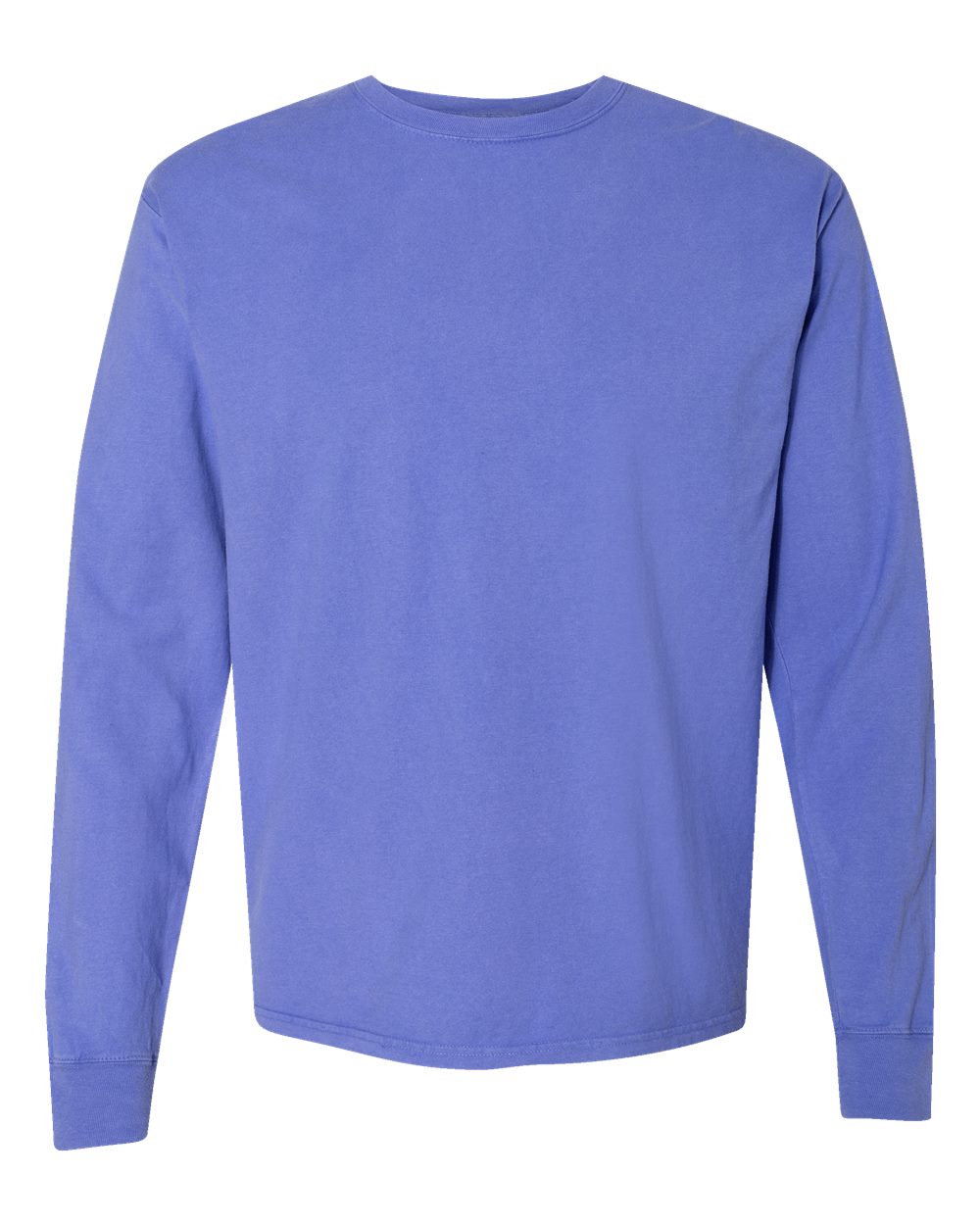 Unisex Garment-Dyed Long Sleeve T-Shirt - Front - B35300813 - Deep Forte Blue