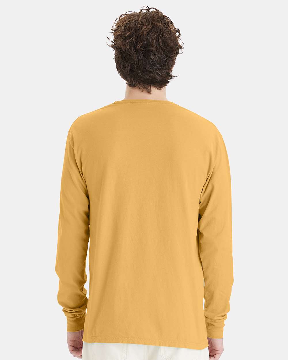 Unisex Garment-Dyed Long Sleeve T-Shirt - OnModelBack - B35300123 - Artisan Gold