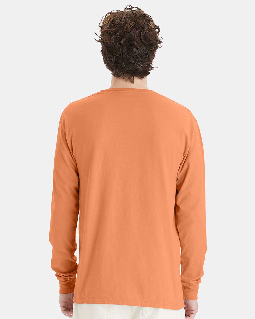 Unisex Garment-Dyed Long Sleeve T-Shirt - OnModelBack - B35300183 - Horizon Orange