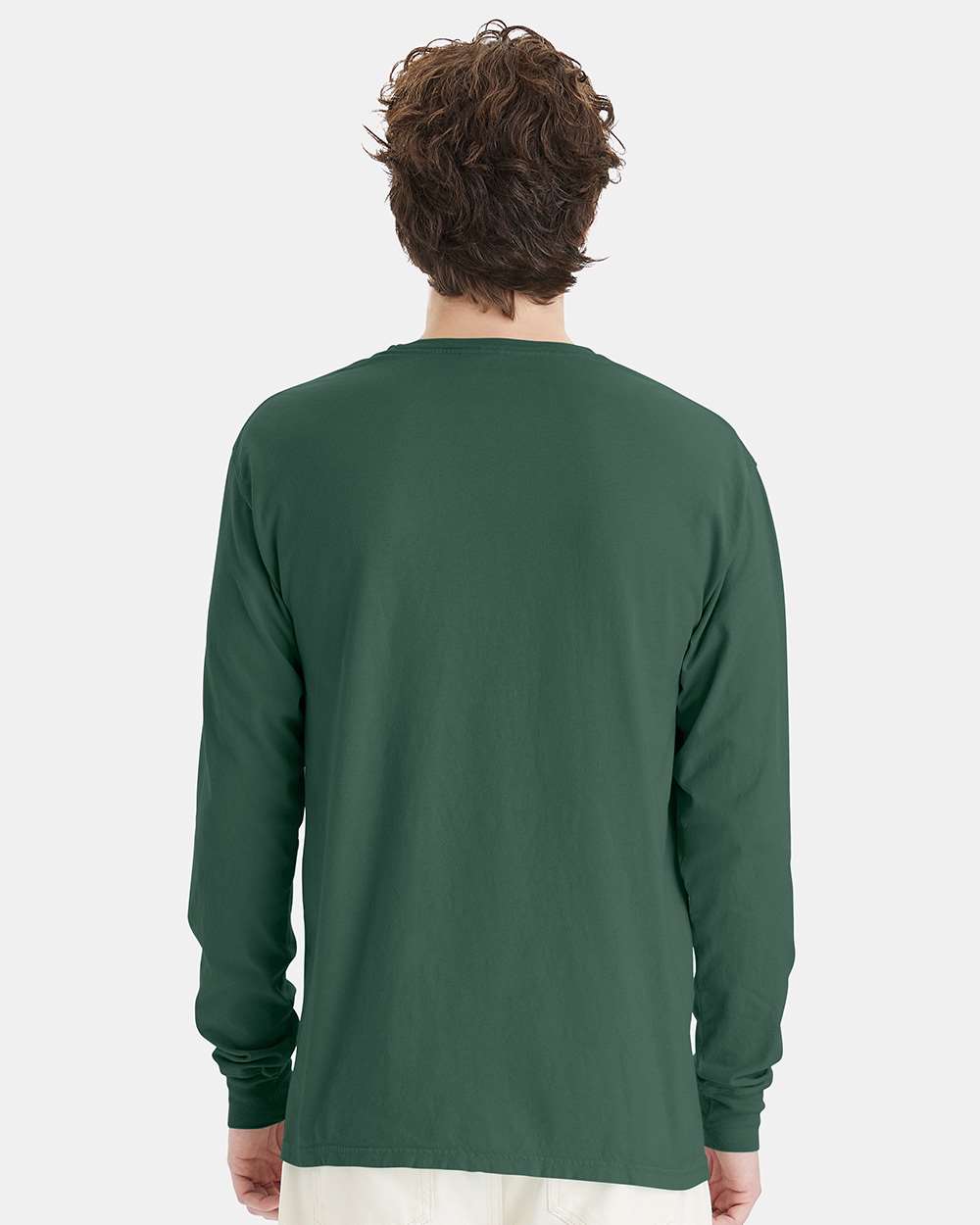 Unisex Garment-Dyed Long Sleeve T-Shirt - OnModelBack - B35300193 - Field Green